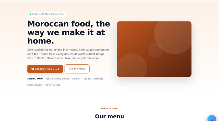 Restaurant website example built by WebCraft USA